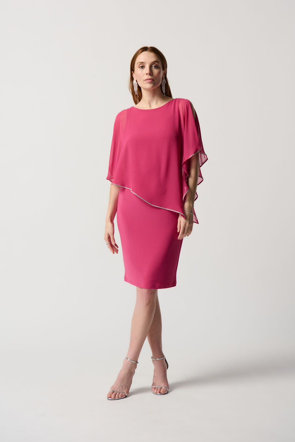 Joseph Ribkoff Layered Dress in Navy Cobalt or Pink - Runway Boutique