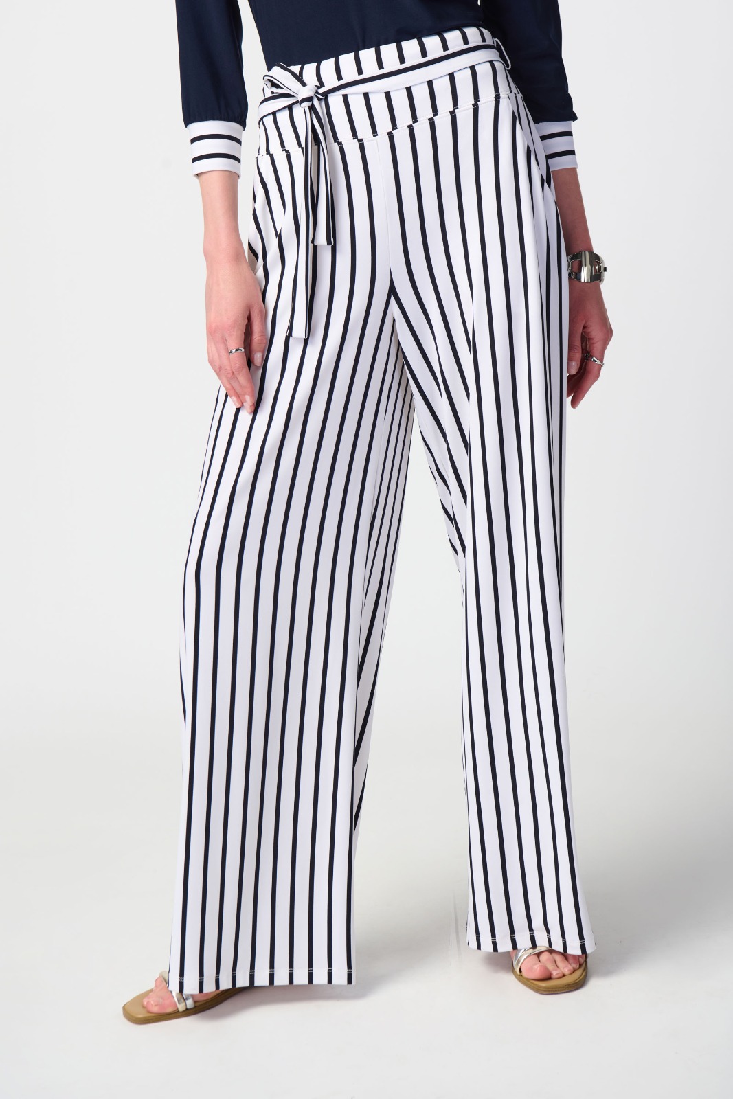 New Look satin wide leg pants in black and white stripe | ASOS
