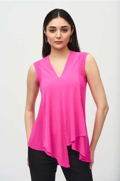 Joseph Ribkoff Ultra Pink Sleeveless V-neck Tunic Style 161060