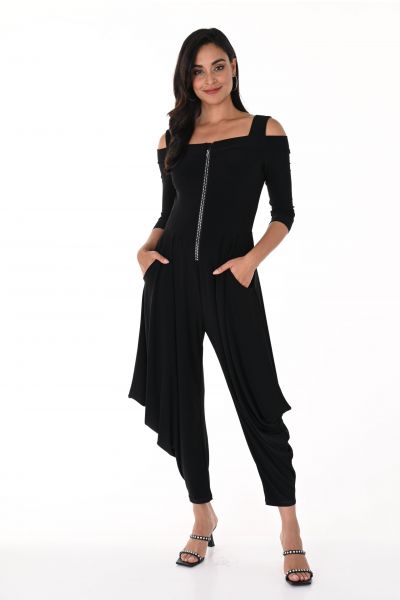 Frank Lyman Black Knit Jumpsuit Style 176080