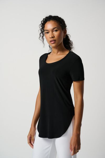 Joseph Ribkoff Black Short Sleeve Fitted T-Shirt Style 183220
