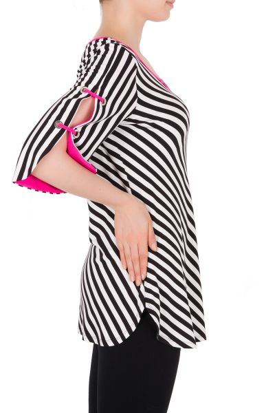 Jospeh Ribkoff Black/White/Neon Pink Top Style 191920