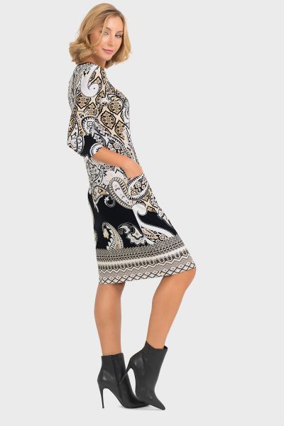Joseph Ribkoff Black/Tan/Ivory Dress Style 193667