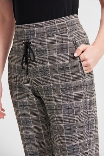 Joseph Ribkoff Black/Multi Plaid Jacquard Pants Style 213649