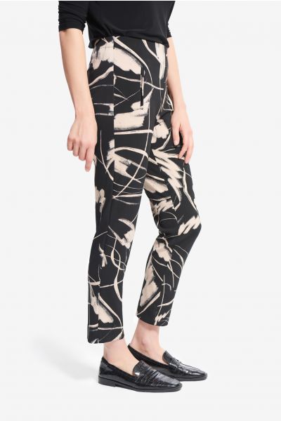Joseph Ribkoff Black/Sand Cropped Printed Pants  Style 214278