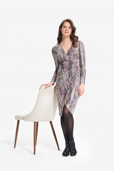 Joseph Ribkoff Grey/Multi Rhinestone Dress Style 214013 - Main Image