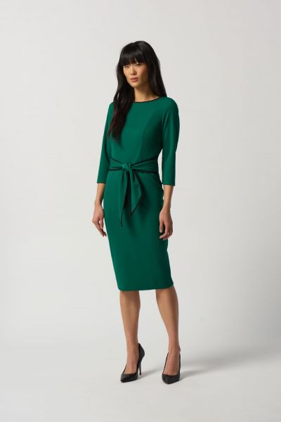 Joseph Ribkoff True Emerald/Black Scuba Crepe Sheath Dress Style 221210