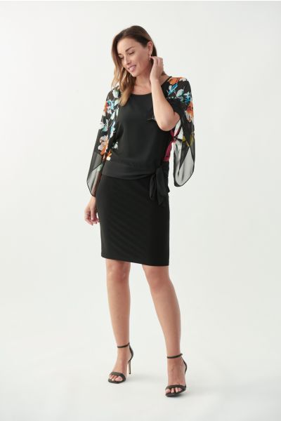 Joseph Ribkoff Black Sheer Sleeve Dress Style 221258 - Main Image