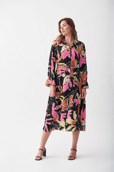 Joseph Ribkoff Black/Vanilla Floral Print Dress Style 221271