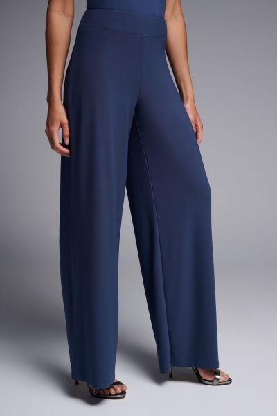Joseph Ribkoff Mineral Blue Silky Knit Wide-Leg Pull-On Pants Style 221340