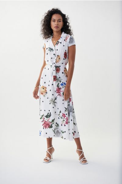 Joseph Ribkoff Vanilla/Multi Floral Fit & Flare Dress Style 222216-main