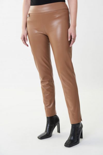 Joseph Ribkoff Nutmeg Faux Leather Pant Style 223196-main