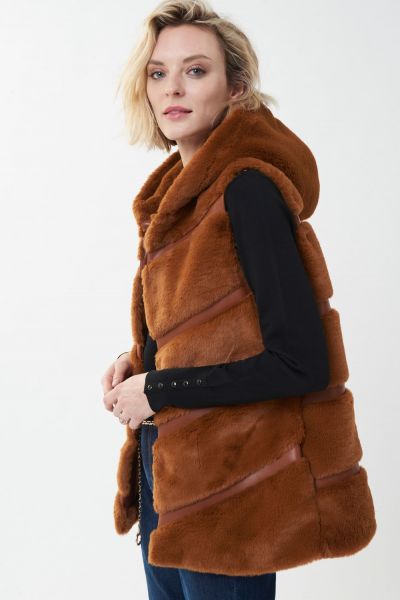 Joseph Ribkoff Maple Faux Fur Sleeveless Jacket Style 223910