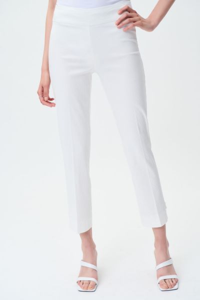 Joseph Ribkoff White Woven Jacquard Cropped Pull-On Pants Style 231118