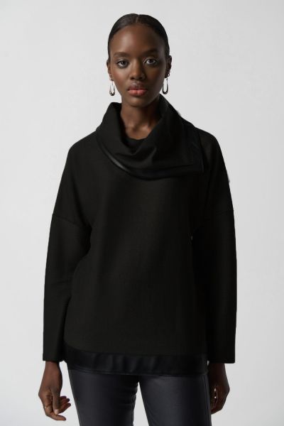 Joseph Ribkoff Black/Black Cowl Neckline Sweater Style 233041
