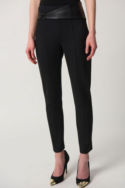 Joseph Ribkoff Black Heavy Knit Slim-Fit Pants Style 233162