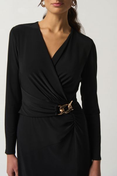 Joseph Ribkoff Black Long Sleeve Wrap Dress Style 233164