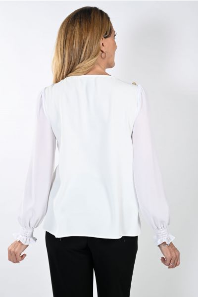 Frank Lyman Off-White Woven Top Style 233226