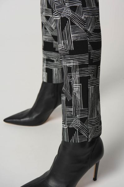 Joseph Ribkoff Black/Vanilla Abstract Print Slim-Fit Pants Style 233285