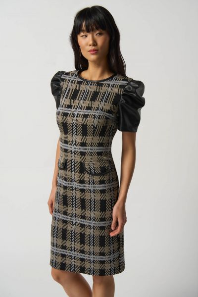 Joseph Ribkoff Black/Multi Plaid Tunic Dress Style 233289