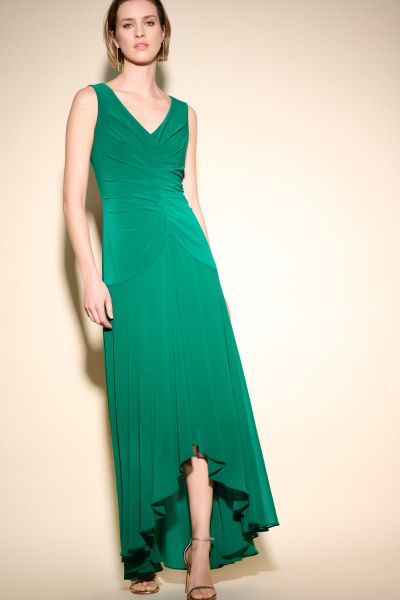 Joseph Ribkoff True Emerald Pleated Maxi Dress Style 233721