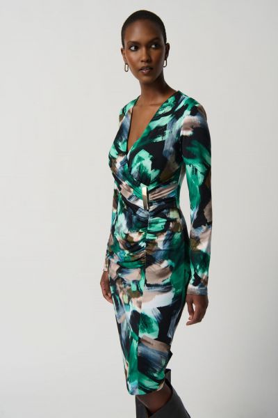 Joseph Ribkoff Black/Multi Abstract Print Dress Style 234019