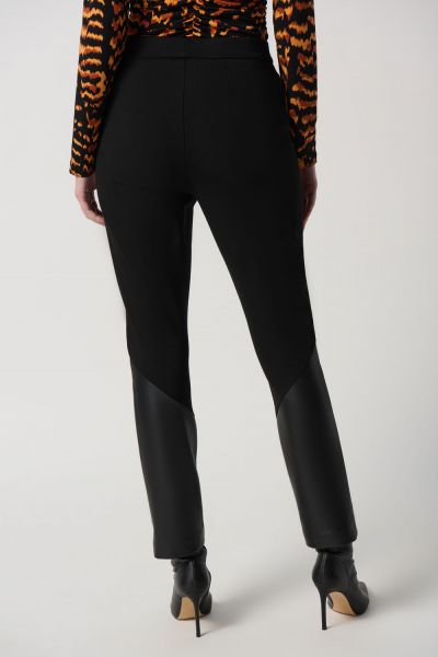 Joseph Ribkoff Black Heavy Knit And Faux Leather Pants Style 234036