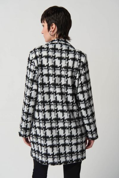 Joseph Ribkoff Off-White/Black Houndstooth Jacquard Knit Boxy Coat Style 234121