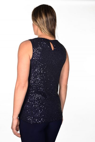 Frank Lyman Sleeveless Navy Top with Sequins Style 234240