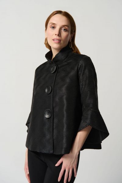 Joseph Ribkoff Black Trapeze Jacket With Stand Collar Style 234260