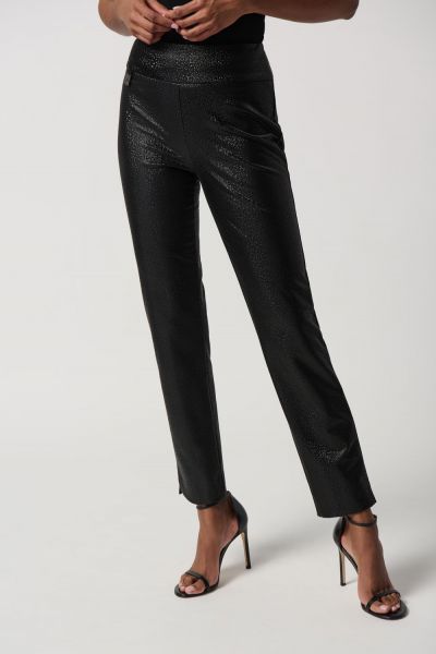 Joseph Ribkoff Black Faux Leather Slim Fit Pull-On Pants Style 234264