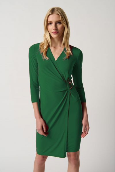 Joseph Ribkoff True Emerald Wrap Dress with O-Ring Style 234282