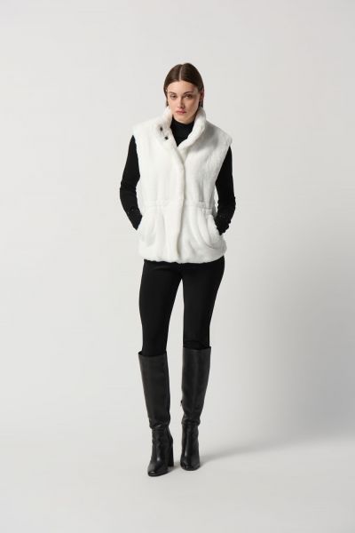 Joseph Ribkoff Vanilla Faux Fur Vest with Pockets Style 234903