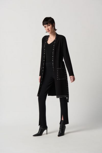 Joseph Ribkoff Black Coat With V-Shape Neckline Style 234919