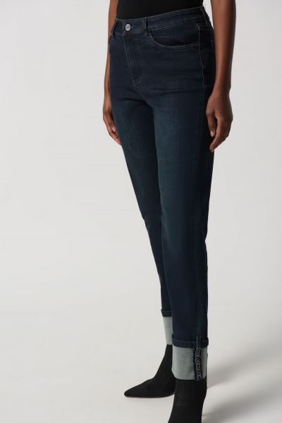 Joseph Ribkoff Ink Classic Slim-Fit Jeans With Chain Detailed Cuffs Style 234923