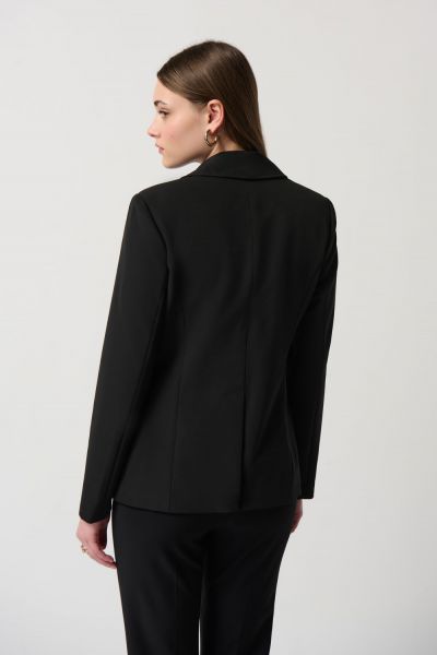 Joseph Ribkoff Black Woven Blazer With Zippered Pockets Style 234929