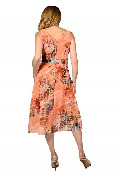 Frank Lyman Tangerine/Khaki Wrap Dress Style 236140
