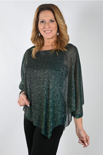 Frank Lyman Green/Turquoise Top with Chiffon Overlay Style 239159