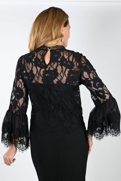 Frank Lyman Black Chiffon 2 Piece Top with laced ornaments Style 239264
