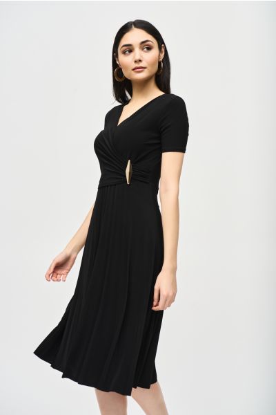 Joseph Ribkoff Black Pleated Wrap Dress Style 241013