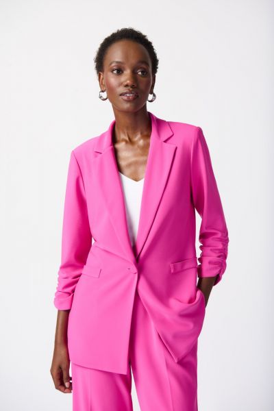 Joseph Ribkoff Ultra Pink Blazer with Shirred Sleeves Style 241031