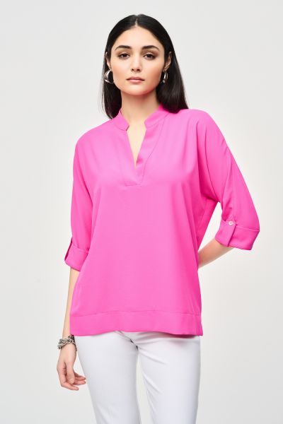 Joseph Ribkoff Ultra Pink Boxy Top with Dolman Sleeves Style 241039