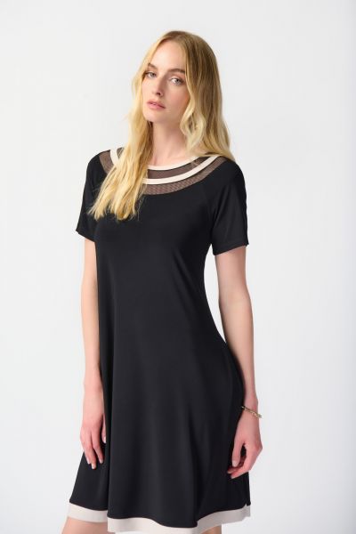 Joseph Ribkoff Black/Moonstone A-Line Dress Style 241051