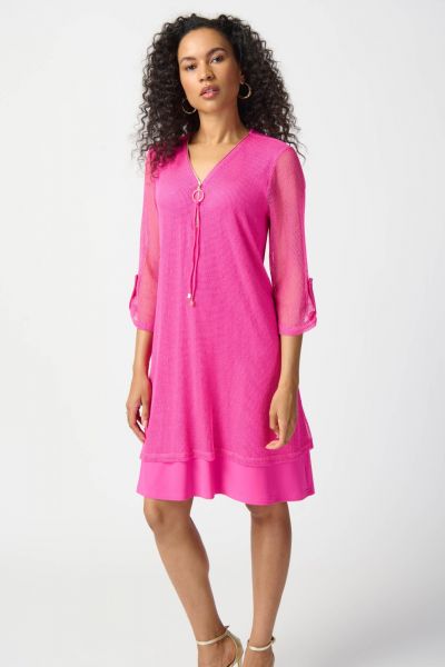 Joseph Ribkoff Ultra Pink Layered Dress Style 24115