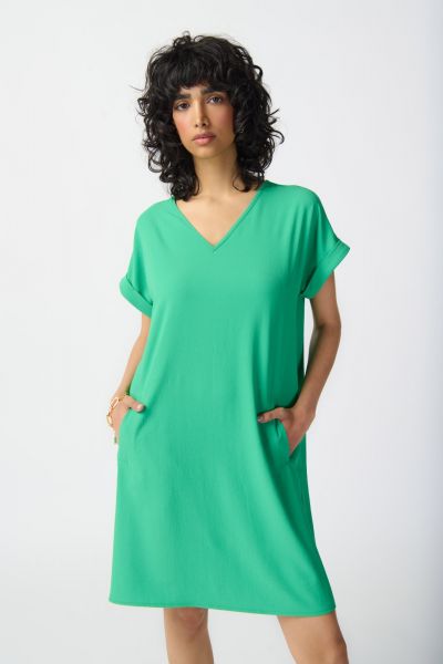 Joseph Ribkoff Island Green Stretch Straight Dress Style 241129
