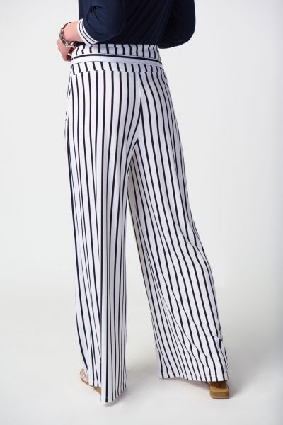 Joseph Ribkoff Midnight Blue/Vanilla Striped Wide-Leg Pants Style 241135