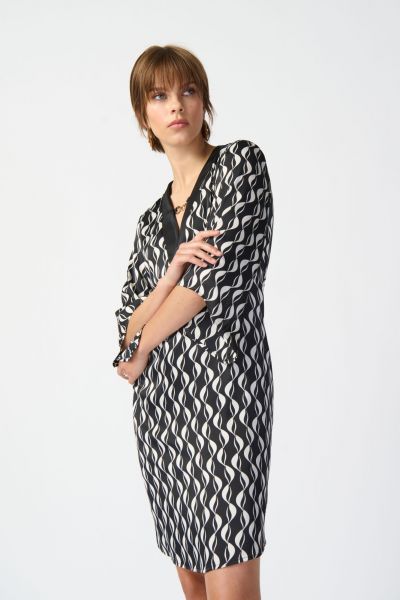 Joseph Ribkoff Black/Moonstone A-Line Dress Style 241141