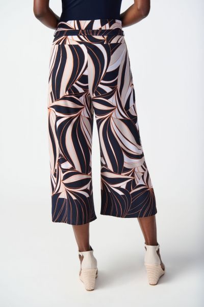 Joseph Ribkoff Midnight Blue/Multi Tropical Print Culotte Pants Style 241150