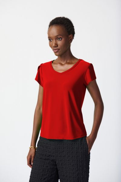 Joseph Ribkoff Radiant Red Short Sleeve Top Style 241179