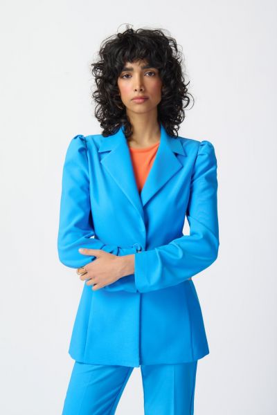 Joseph Ribkoff French Blue Puff Sleeve Lux Twill Blazer Style 241190
